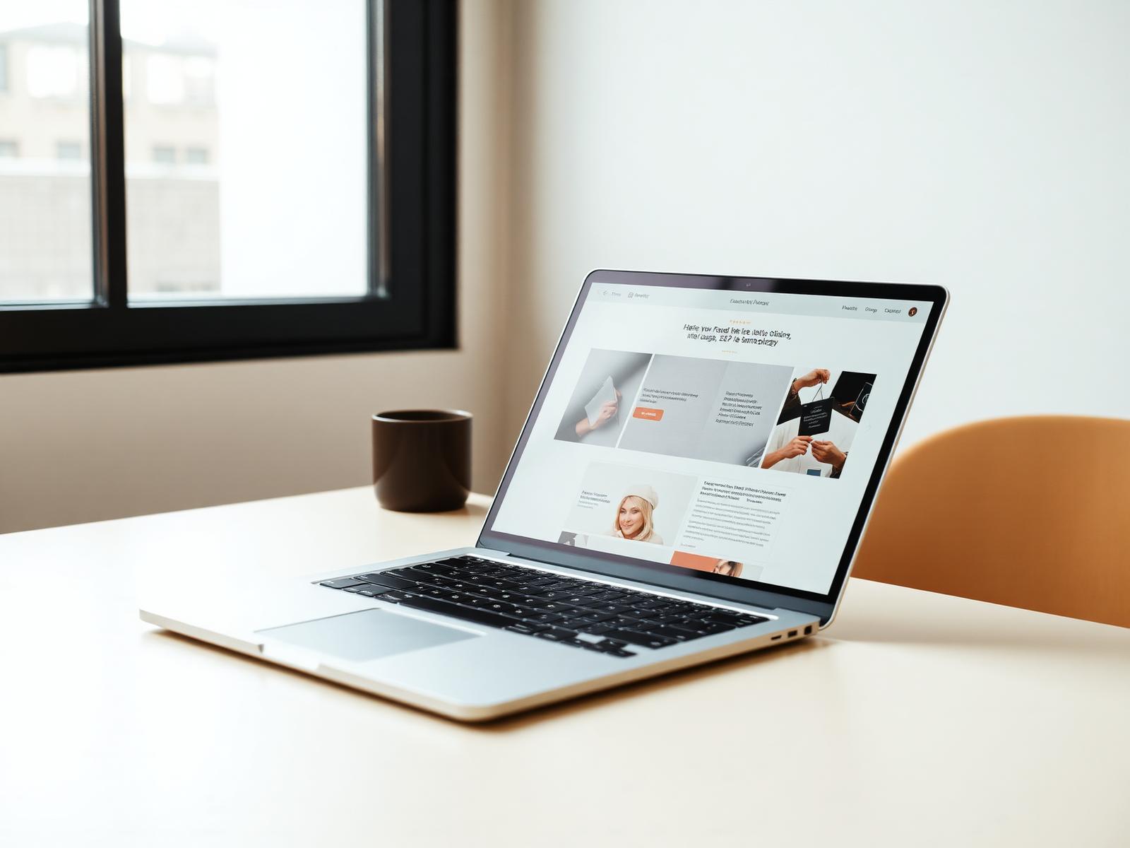 A modern local business website shown on a laptop